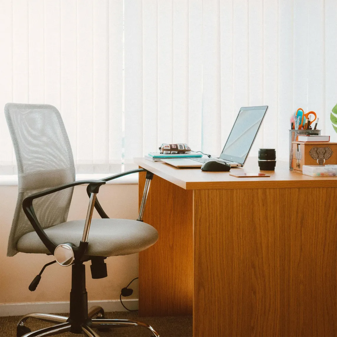 A clean office reception and waiting area